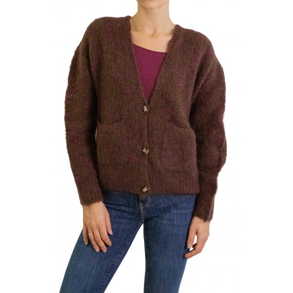 Cardigan con bottoni a V in mohair 